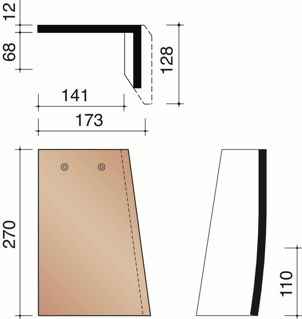 Tegelpan 301 - Rechter gevelpan (4,5 per lm)