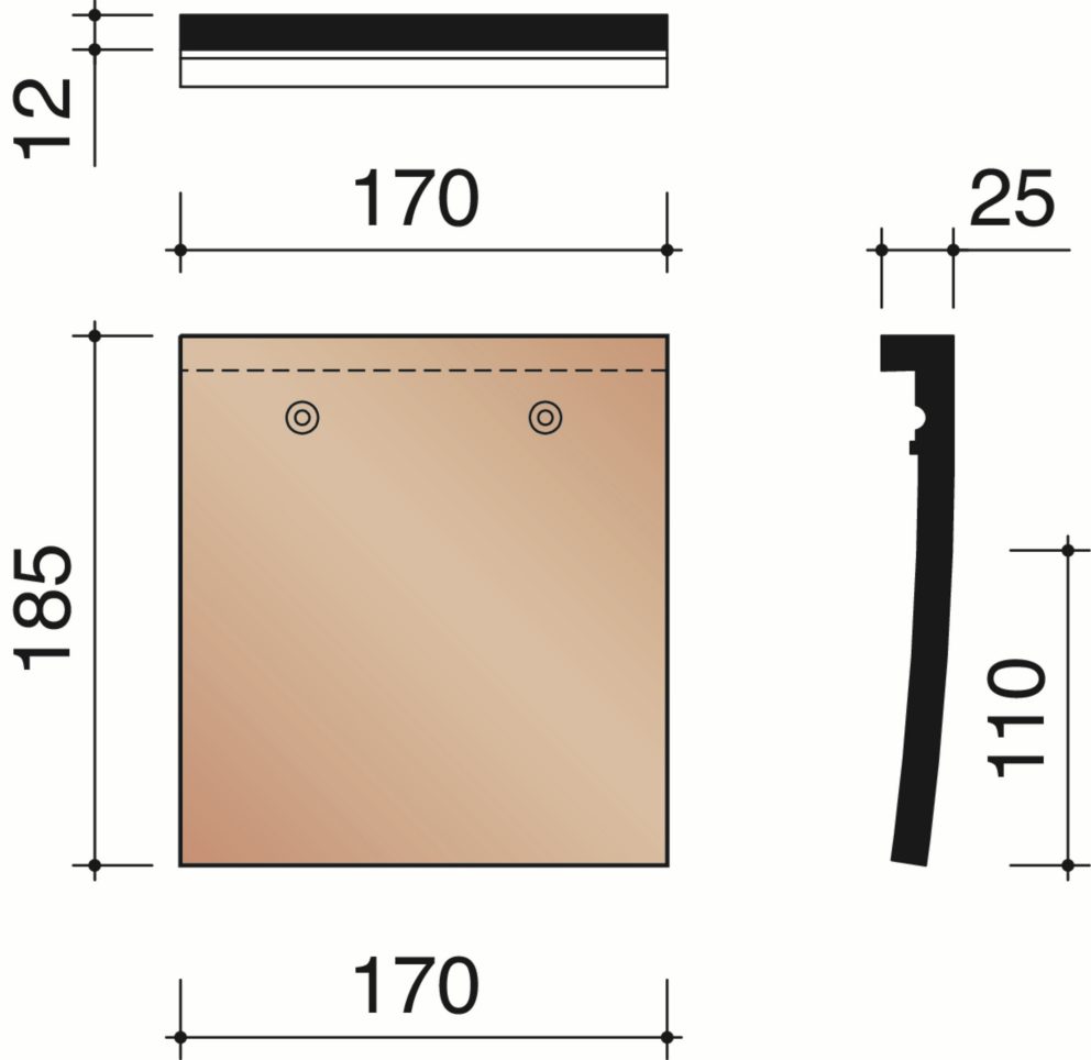 Tegelpan 301 - Korte pan (5,9 per lm)