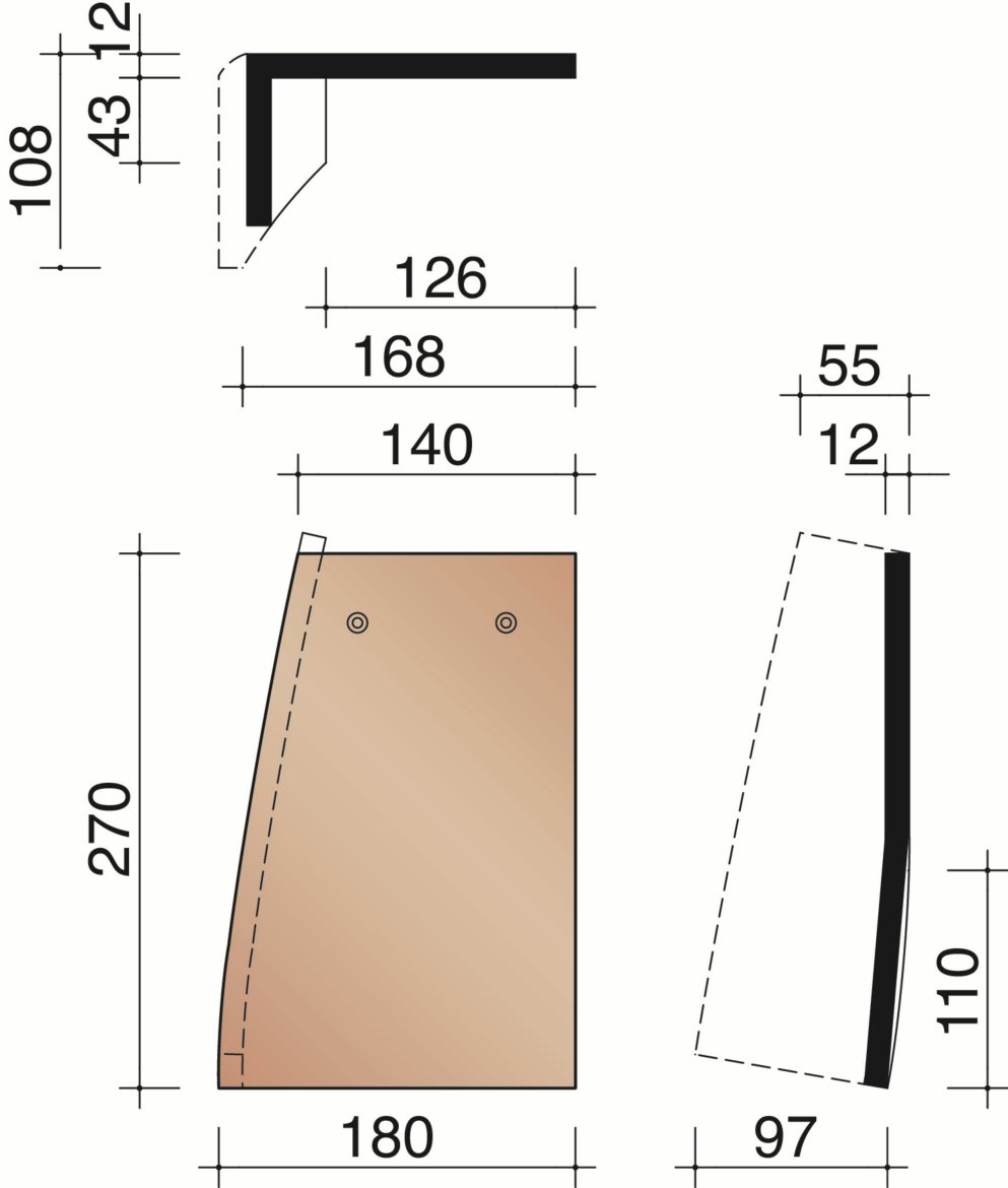 Tegelpan 301 - Linker hoekstuk (gevelbekleding) (4,5 per lm)