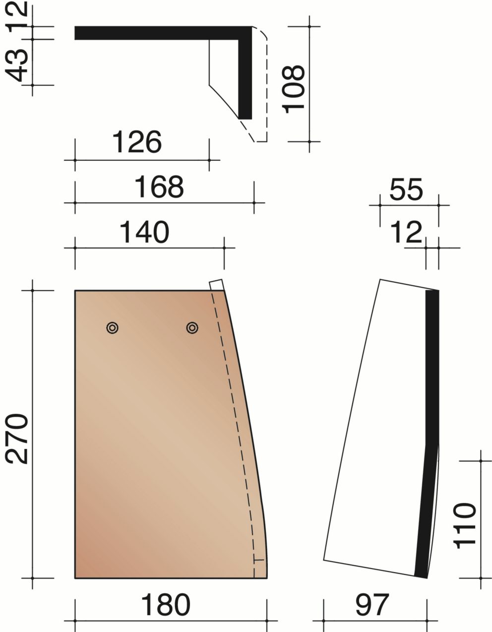 Tuile Plate 301 - Pièce d'angle droite (bardage) (4,5 par m.crt.)