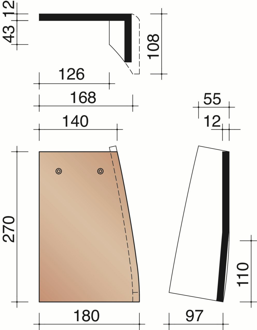 Tegelpan 301 - Rechter hoekstuk (gevelbekleding) (4,5 per lm)