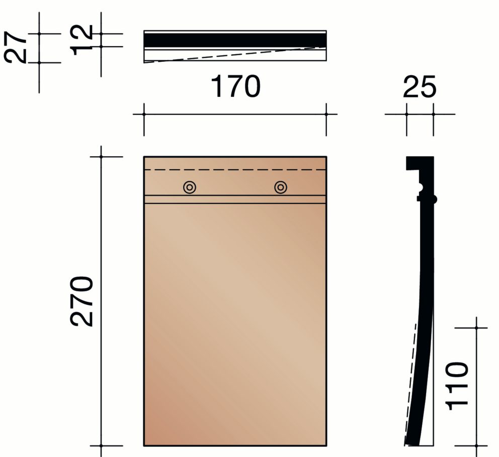 Tegelpan 301 - Linker holle pan (Napoleonshoed)