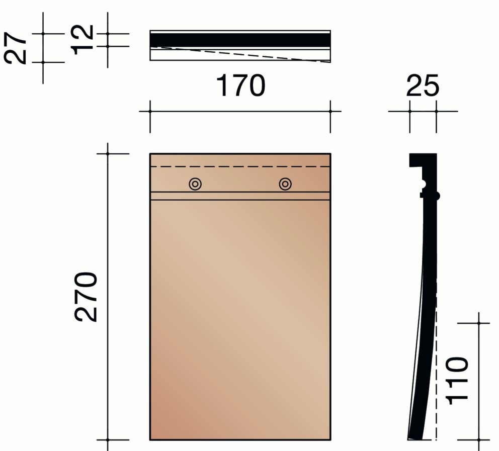 Tegelpan 301 - Rechter holle pan (Napoleonshoed)