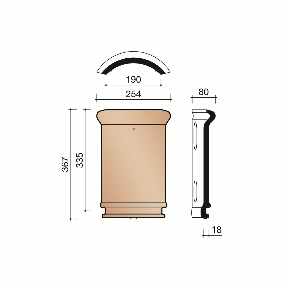 Technical drawing of the Hulpstukken halfronde hoekkepersvorst