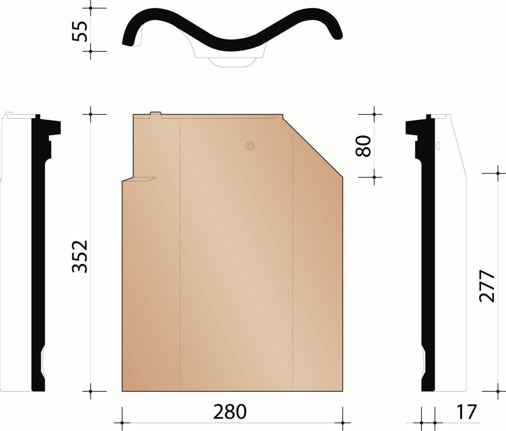 Oude Pottelbergse Pan 451 - Pan met dubbele wel (3,6 per lm)