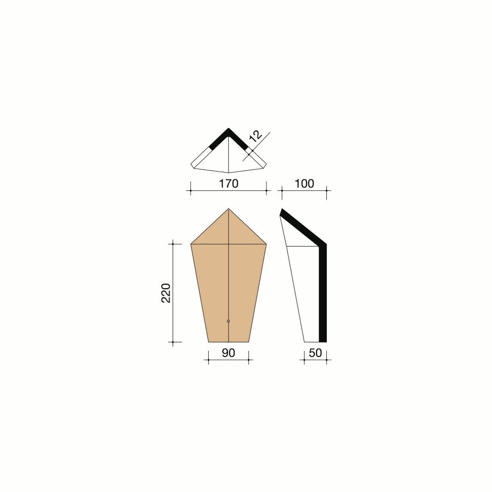 Technical drawing of the Leipan 301 kleine hoekige beginschubvorst