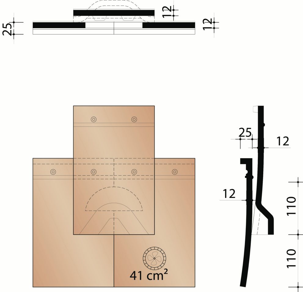 Tegelpan 301 - Kit ventilatiepan met rooster - 41 cm²