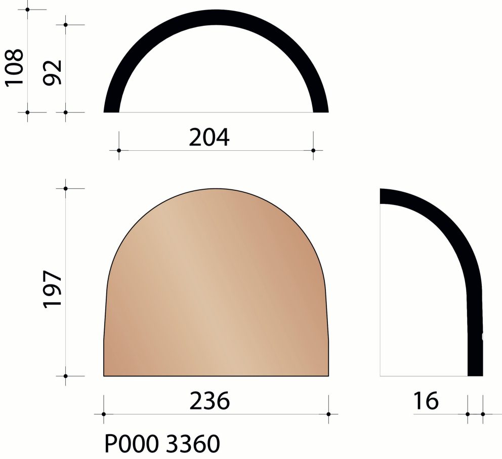 Vieille Tuile Pottelberg 451 - About d'arêtier demi-rond - 210 mm