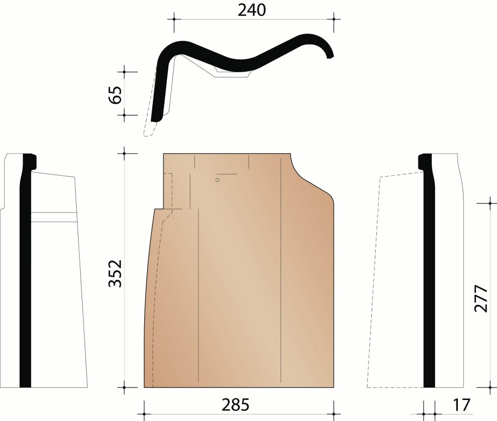 Oude Pottelbergse Pan 451 - Linker gevelpan (3,6 per lm)