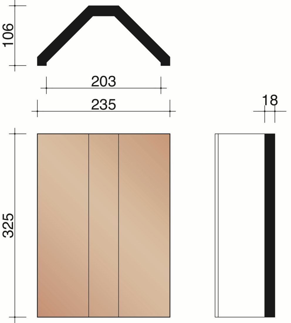 Tegelpan Plato - Hoekige vorst zonder sluiting (3 per lm)
