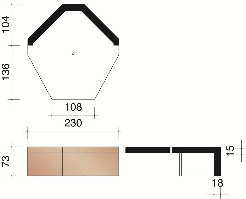 Tuile Plate Plato - Fronton pour faîtière angulaire sans emboîtement