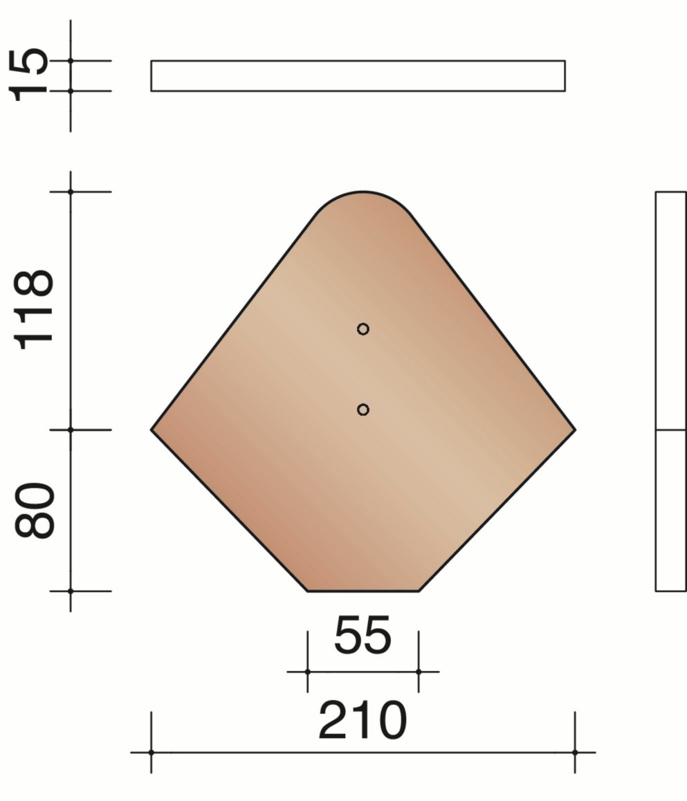 Tuile Plate Rustica - Fronton pour faîtière angulaire sans emboîtement
