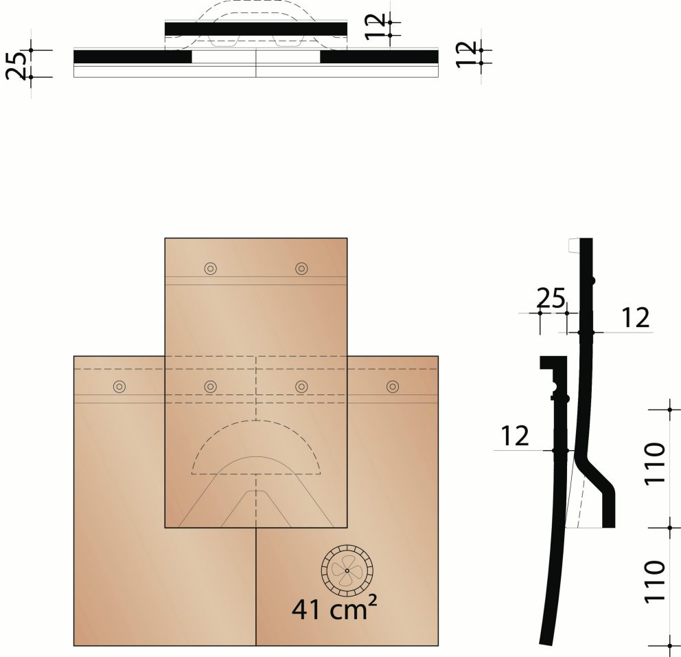 Tegelpan Rustica - Kit ventilatiepan met rooster - 41 cm²