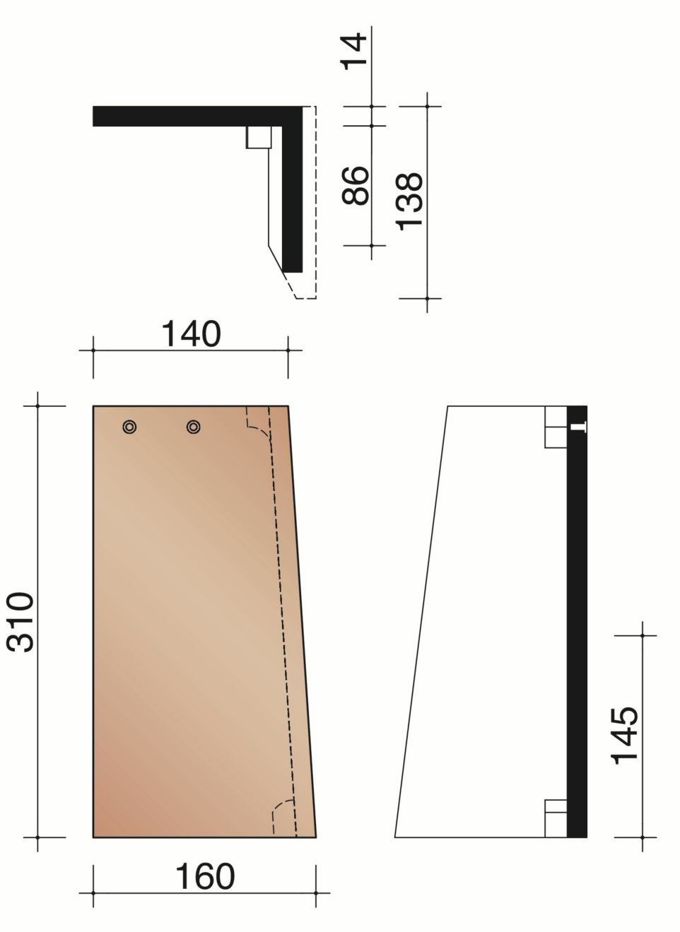 Tegelpan Plato - Speciale rechter halve gevelpan (3,5 per lm)