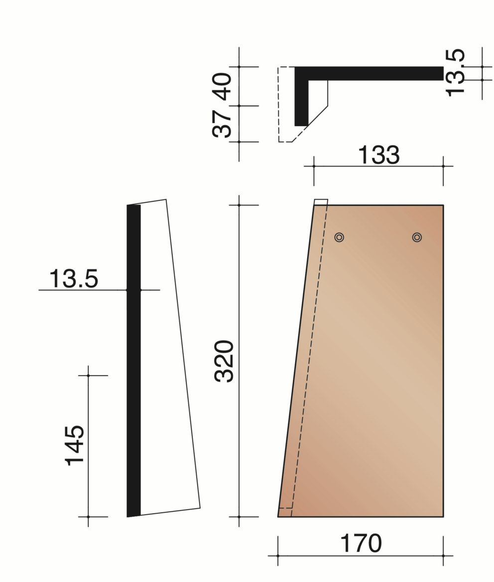 Tegelpan Plato - Linker hoekstuk (gevelbekleding) (3,5 per lm)