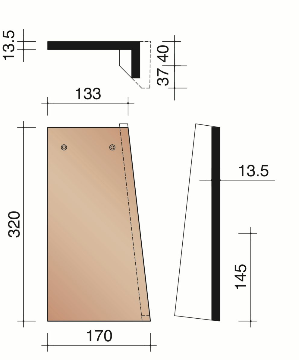 Tegelpan Plato - Rechter hoekstuk (gevelbekleding) (3,5 per lm)