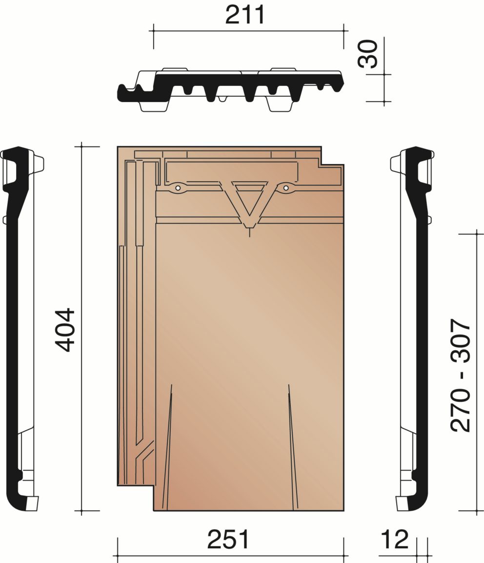 Datura - Tuile châtière avec grille synthétique - 26 cm²