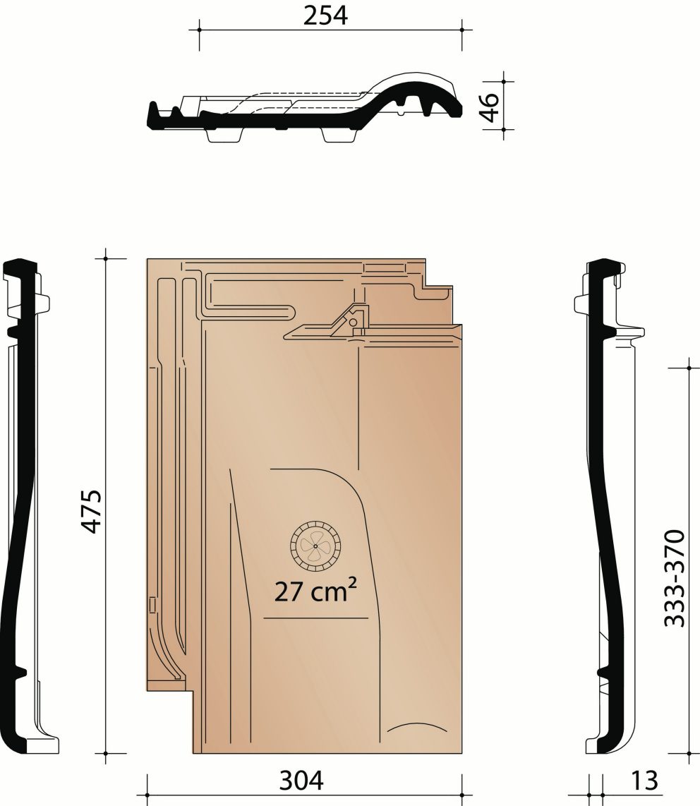 Alegra 10 TE - Ventilatiepan - Haakdoorvoerpan met rooster in kunststof - 27 cm²