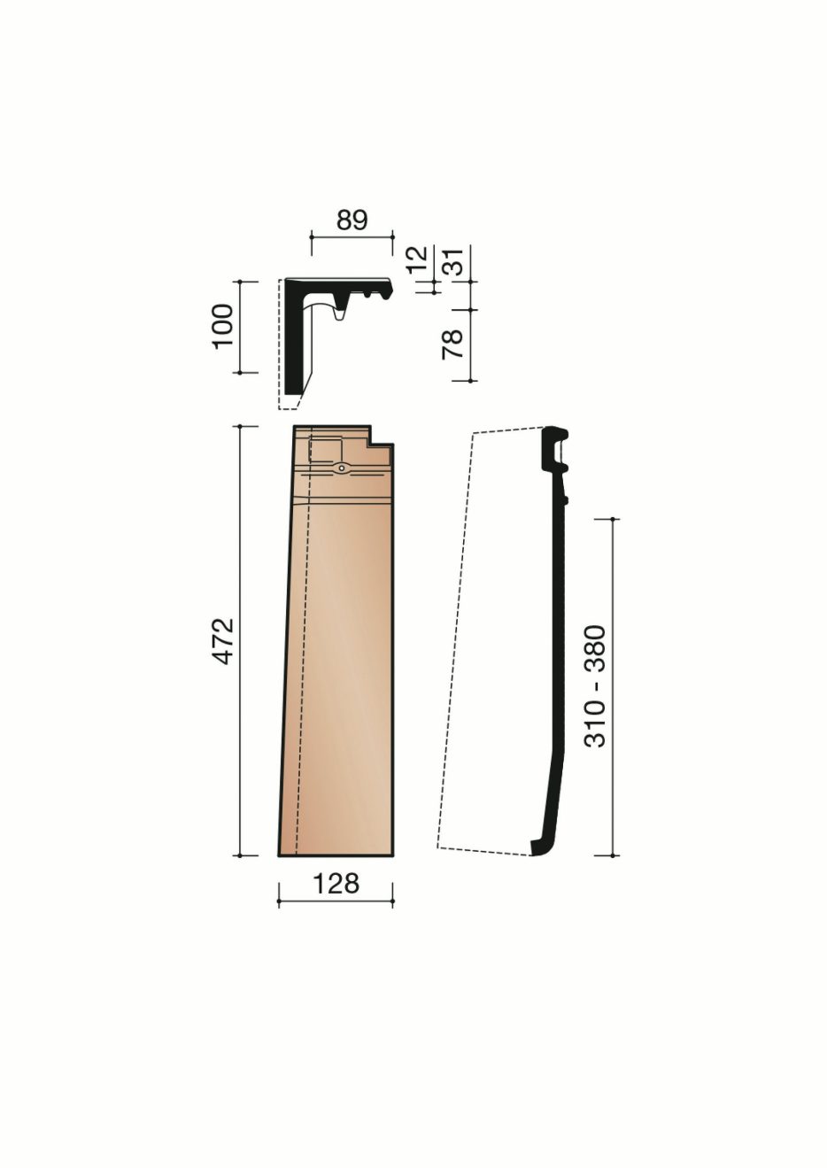 Actua 10 LT - Halve linker gevelpan (1,3 per lm)