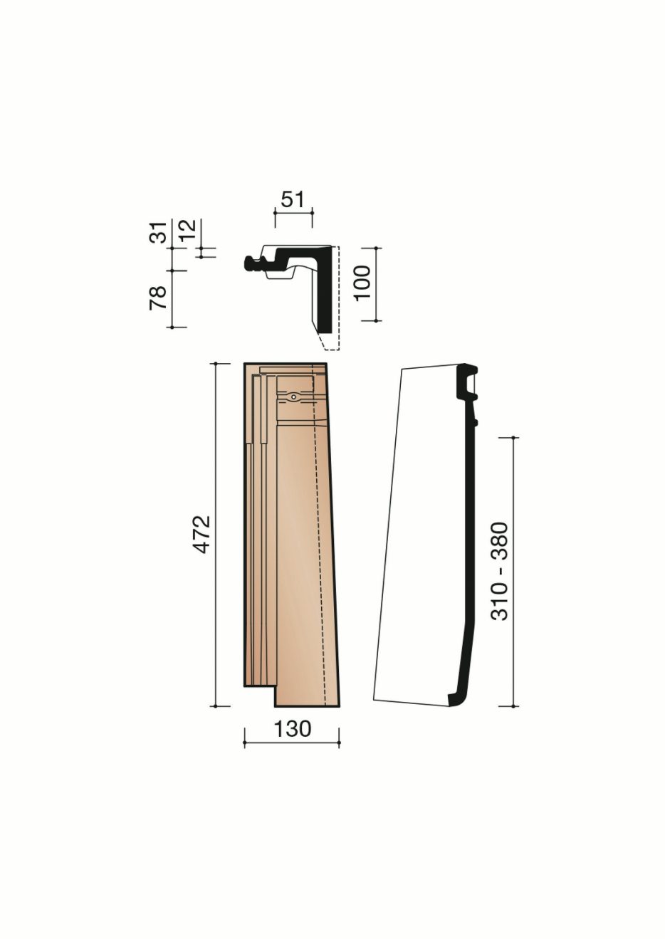 Actua 10 LT - Halve rechter gevelpan (1,3 per lm)