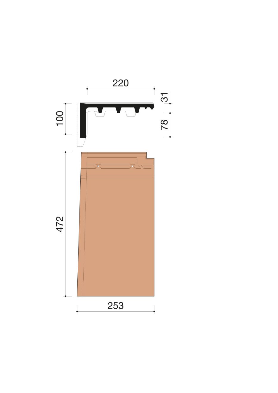 Actua 10 LT - Linker gevelpan (1,3 per lm)
