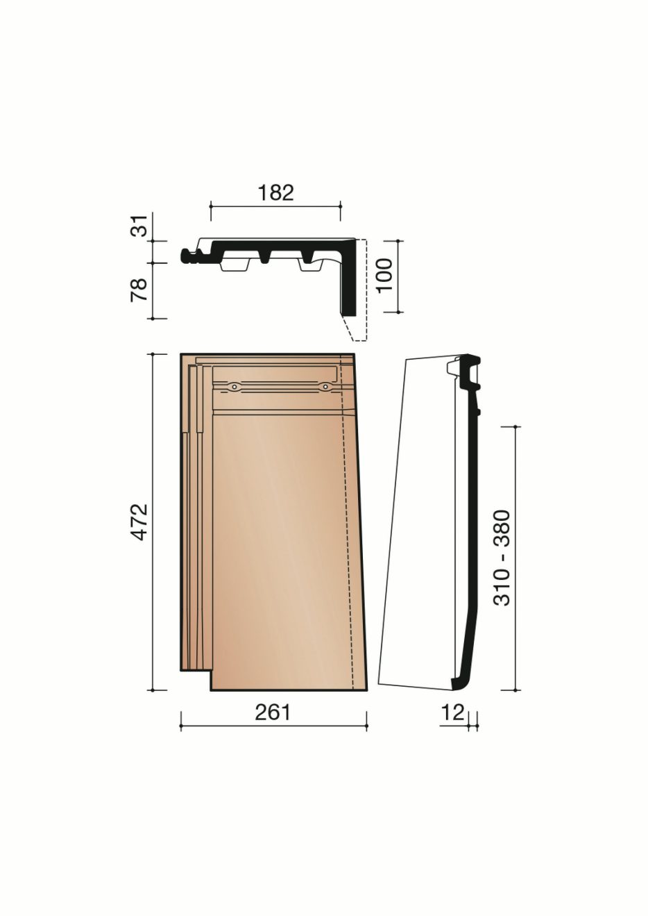 Actua 10 LT - Rechter gevelpan (1,3 per lm)
