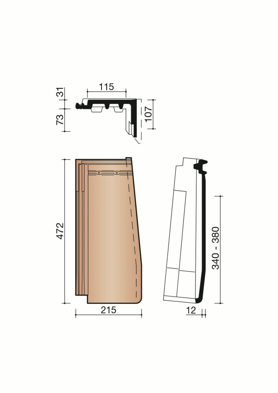 Demi-pièce d'angle Actua. MACT8800. 