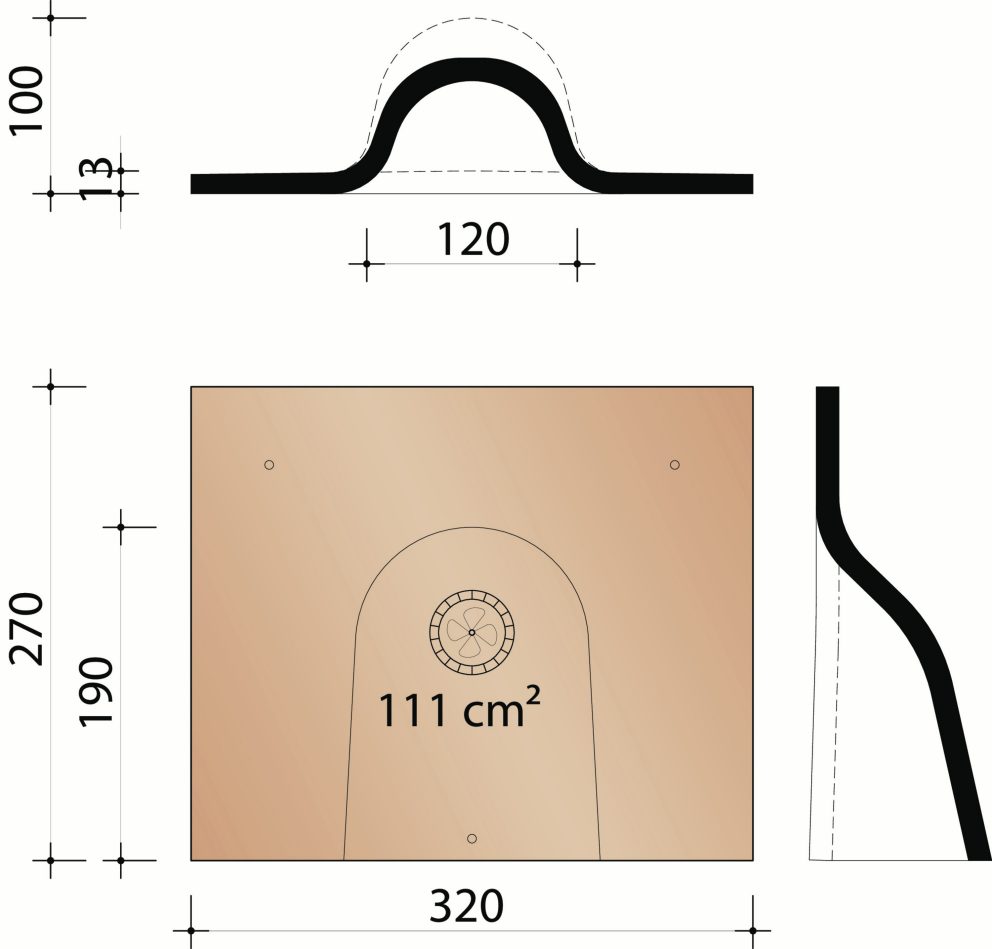 Tegelpan Aléonard - Ventilatiepan zonder rooster - 111 cm²