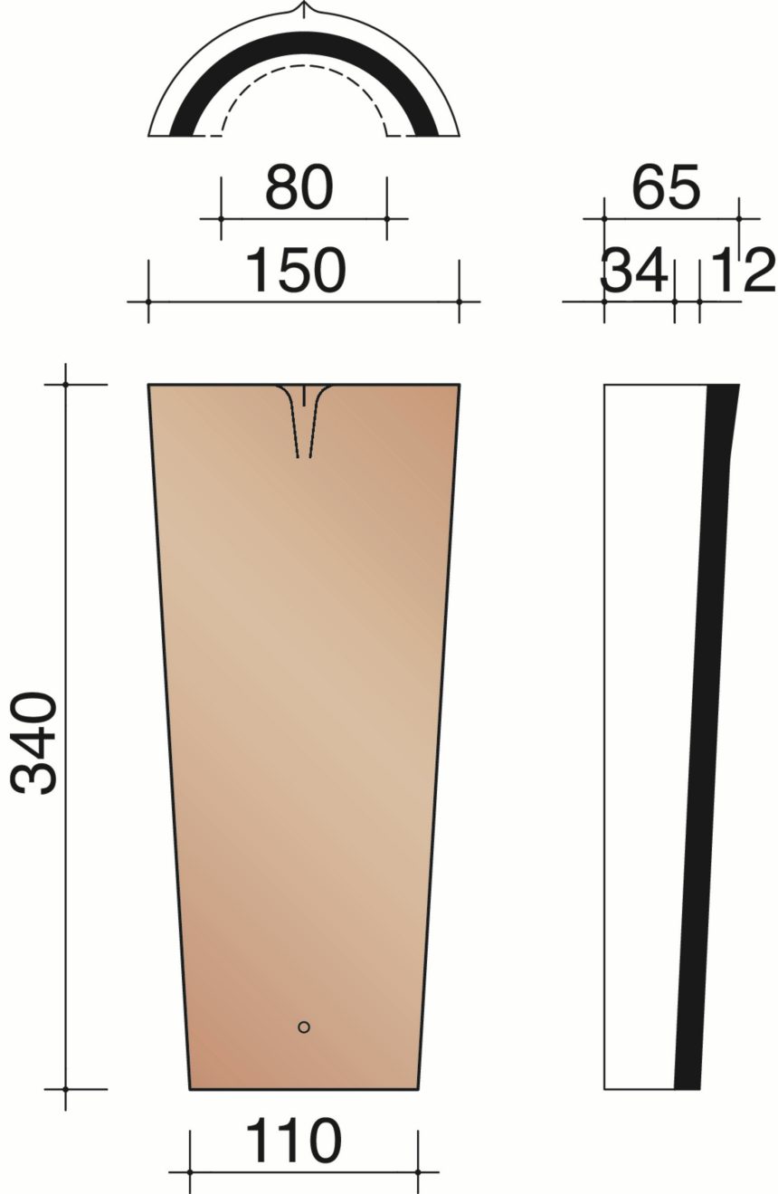 Tegelpan Aléonard - Halfronde noordboom (3,5 per lm)