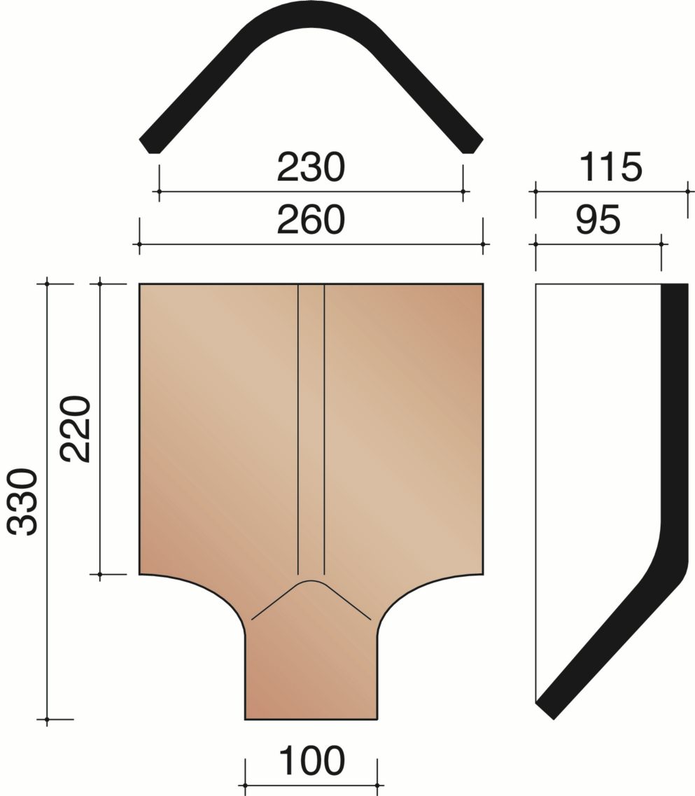 Tegelpan Aléonard - Verbindingsstuk 1 vorst 1800 en 2 noordbomen 3700