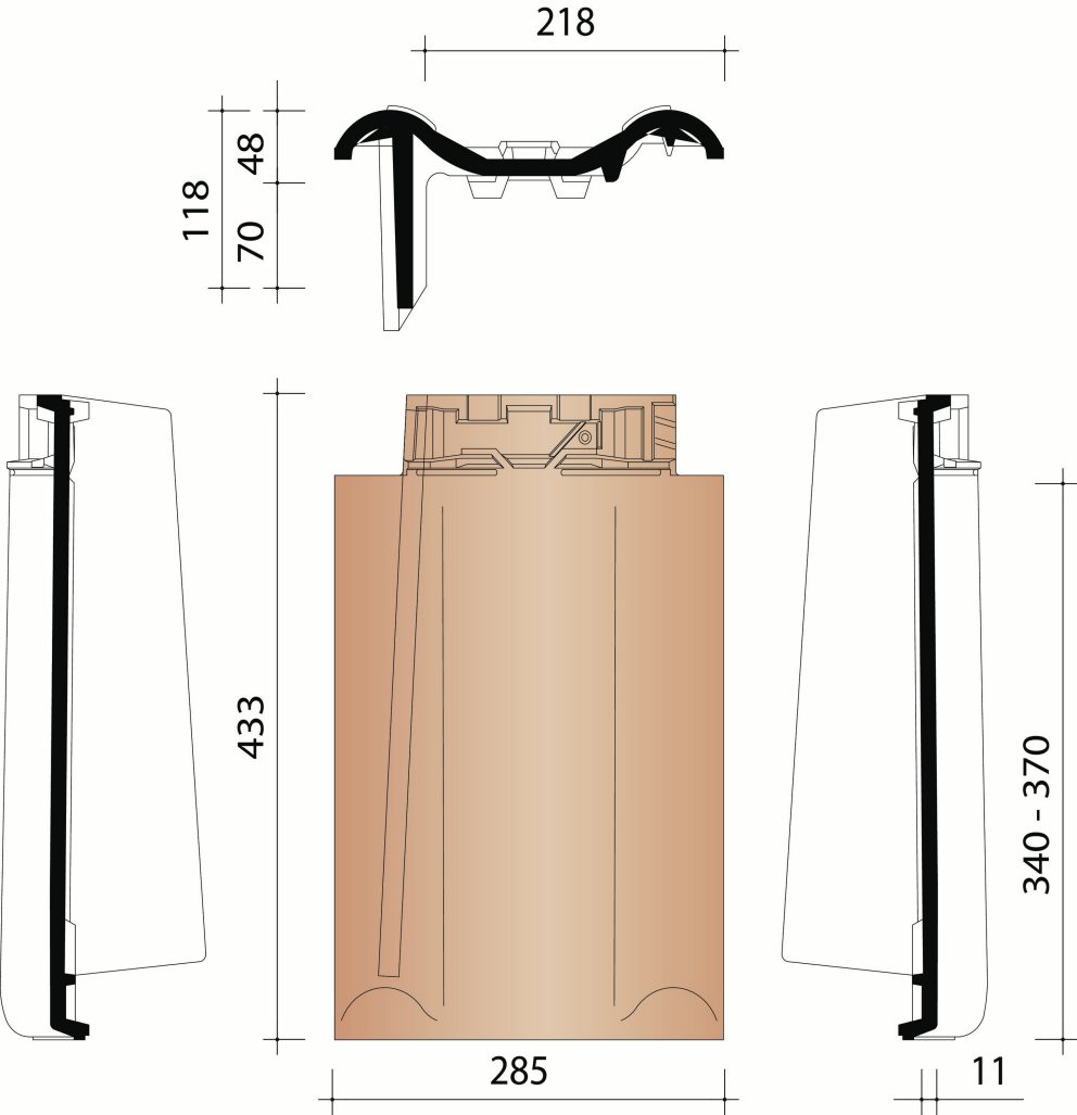 Tradiva - Linker gevelpan Duits model (2,7 per lm)