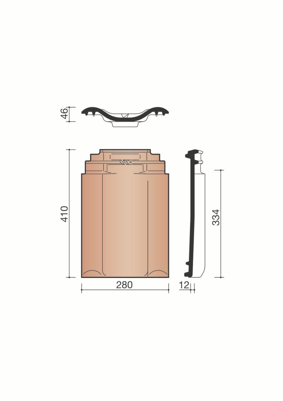 Tuile double bourrelet Panne. BPAN8050. 