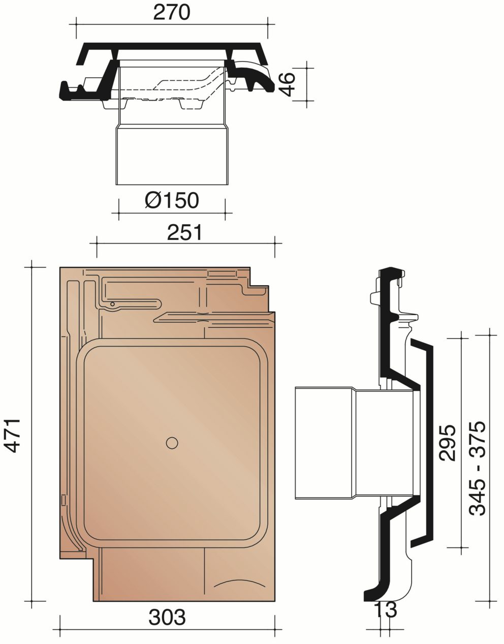 Alegra 10 SE - Kit tuile à douille dia 150 mm + mitron + module de connexion