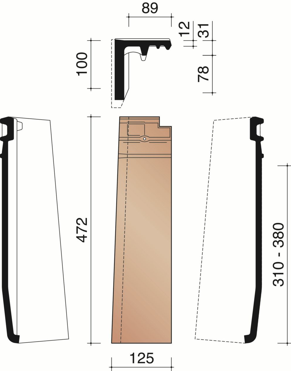 Actua 10 LT - Halve linker gevelpan (1,3 per lm)