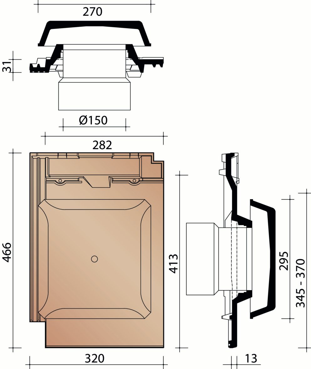 Nueva - Kit tuile à douille dia 150 mm + mitron + module de connexion