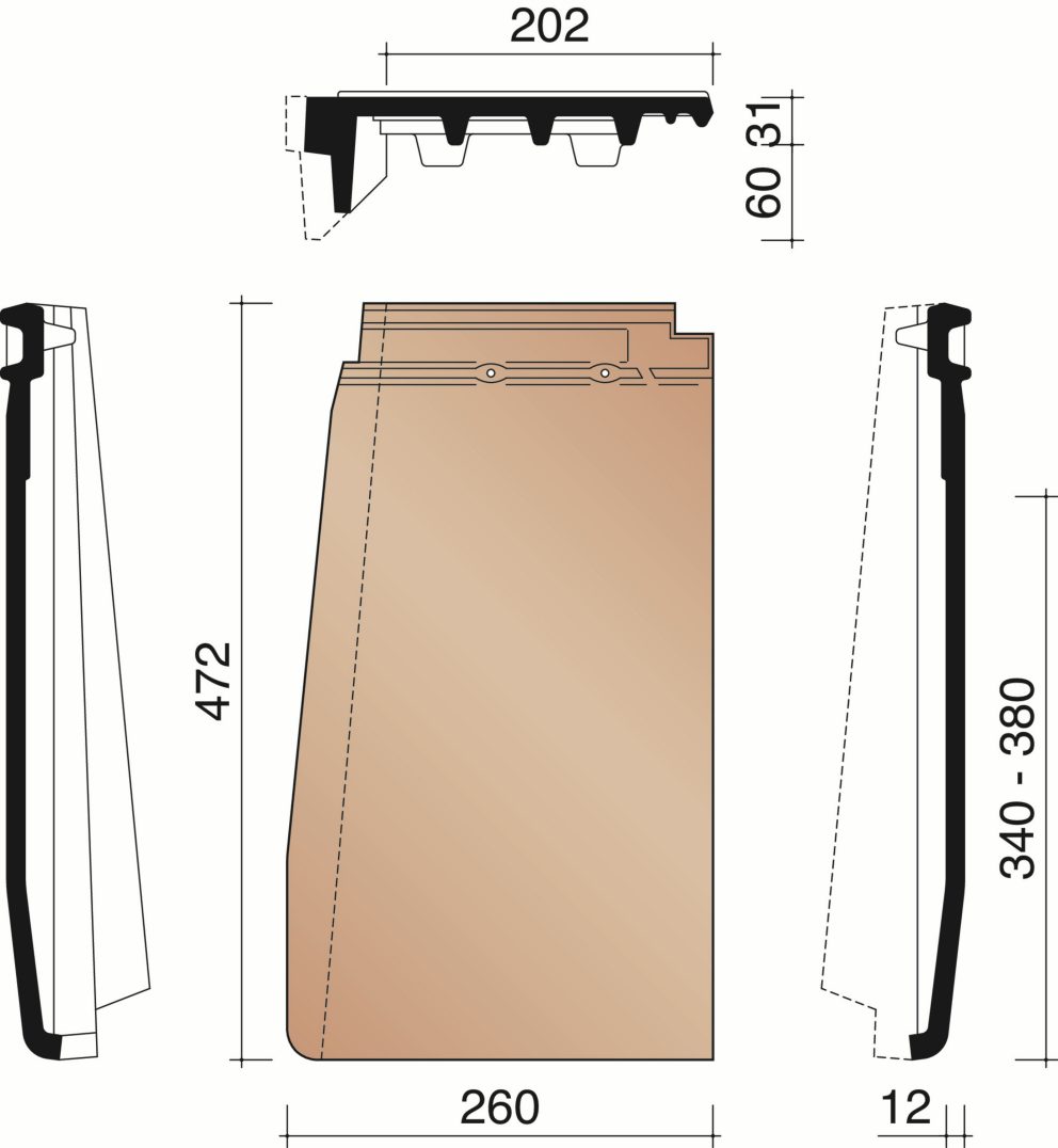 Actua 10 LT - Half hoekstuk Pièce d'angle (bardage) (1,3 per m.crt.)