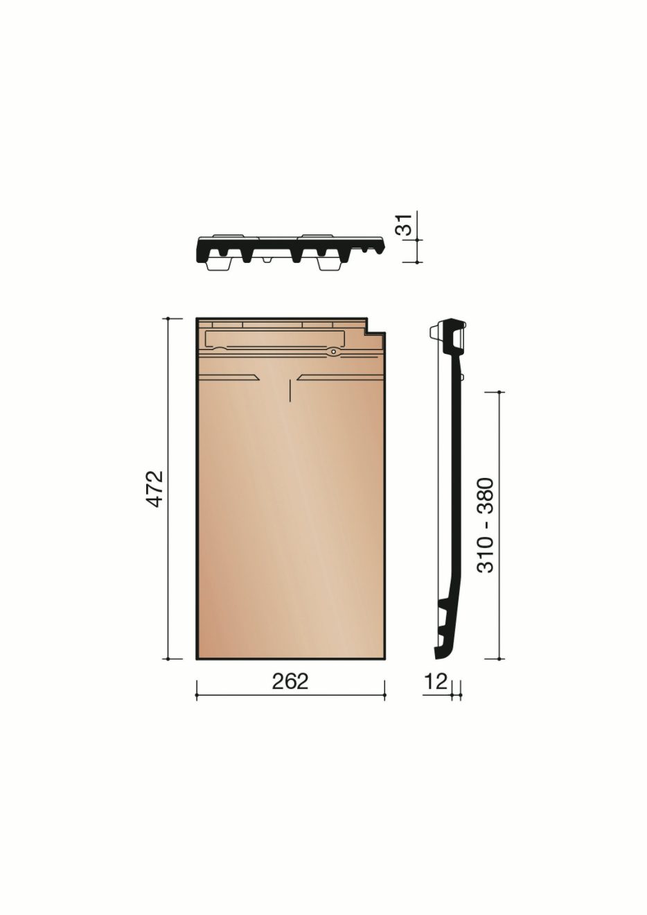 Tuile de bord gauche sans emboîtement Actua. MACT8045. 