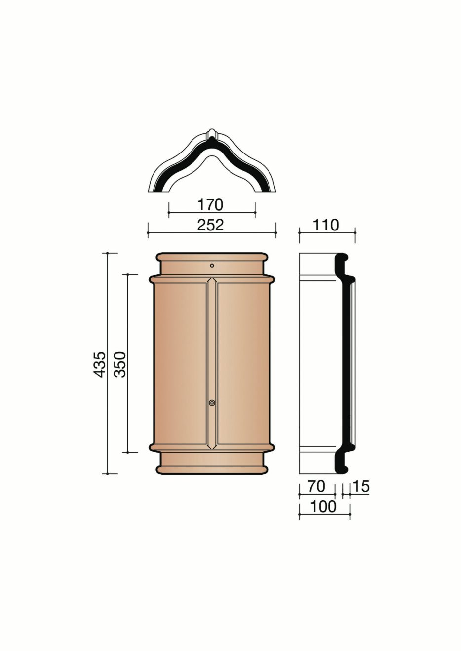 Faîtière double emboîtement standard. M0001330.