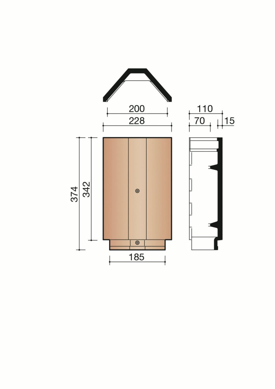 Faîtière-arêtier ventilée angulaire. M0002800.