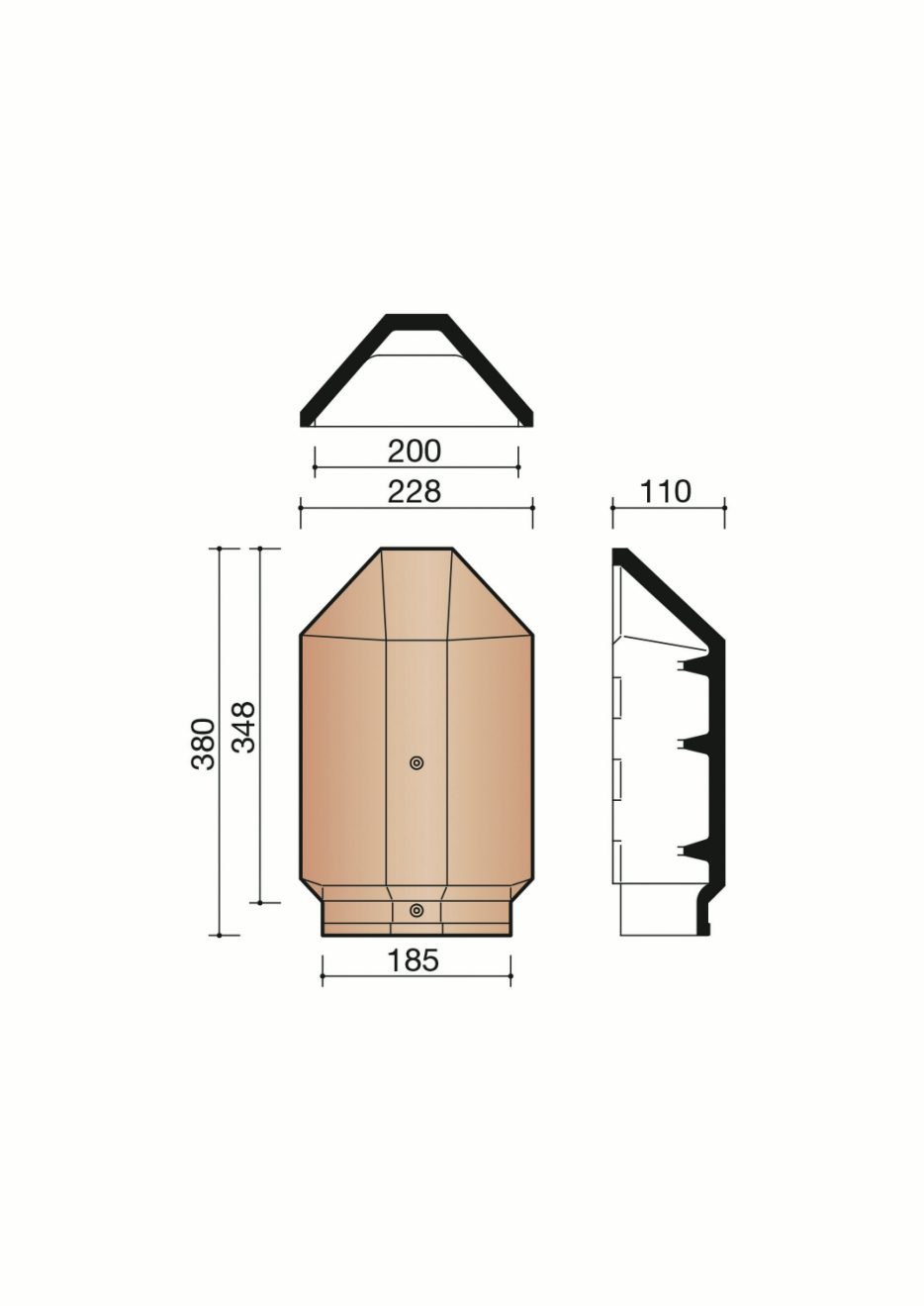 About d'arêtier ventilé angulaire. M0002860. 