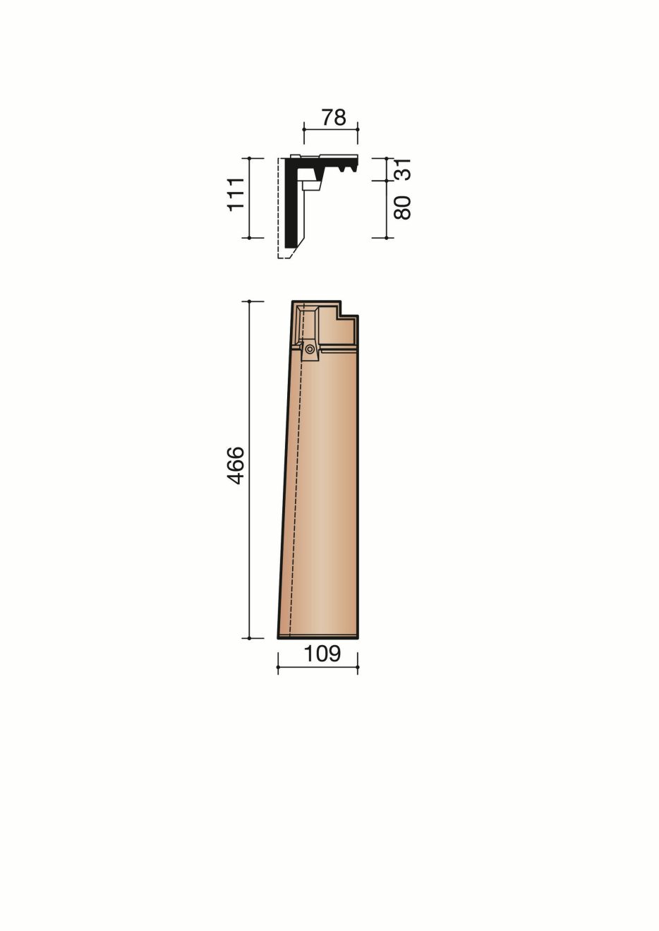 Nueva - Halve linker gevelpan (1,35 per lm)