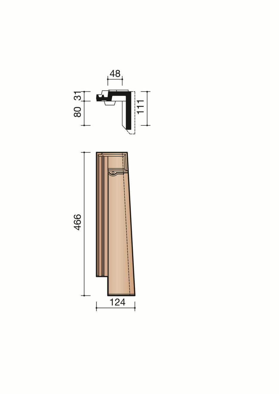 Nueva - Halve rechter gevelpan (1,35 per lm)