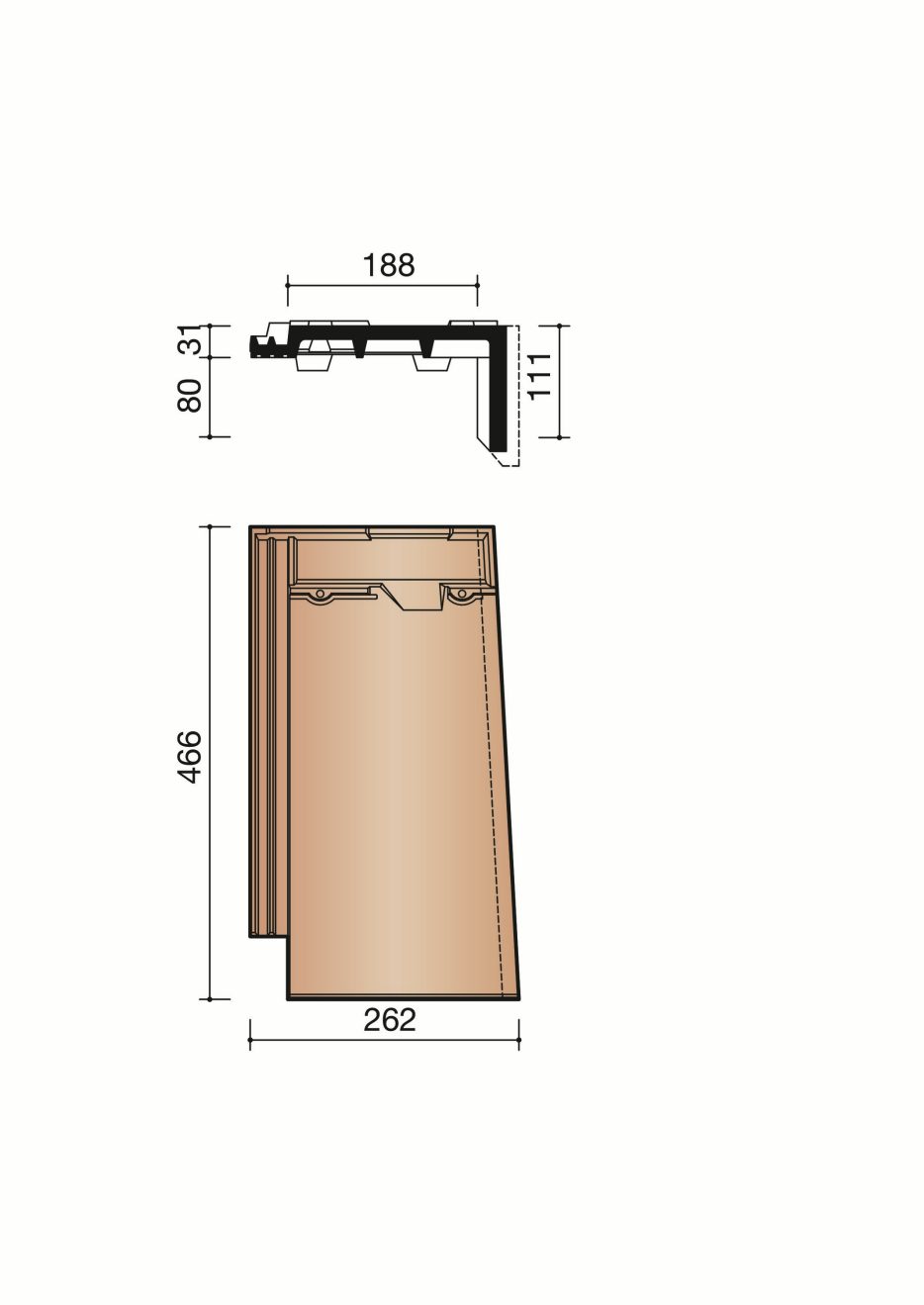 Nueva - Rechter gevelpan (1,35 per lm)
