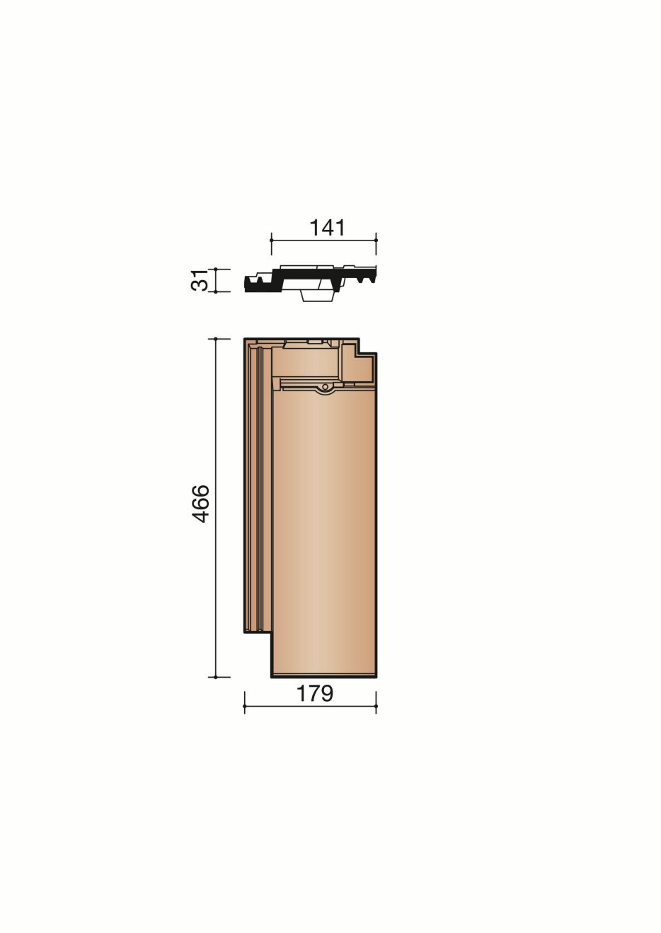 Nueva - Halve pan (1,35 per lm)
