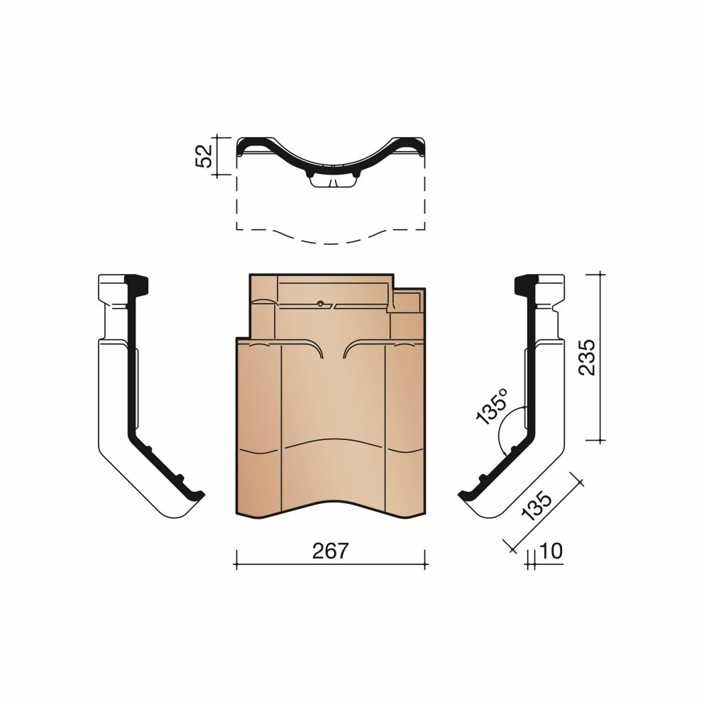 Technical drawing of the VHV knikpan met dubbele wel