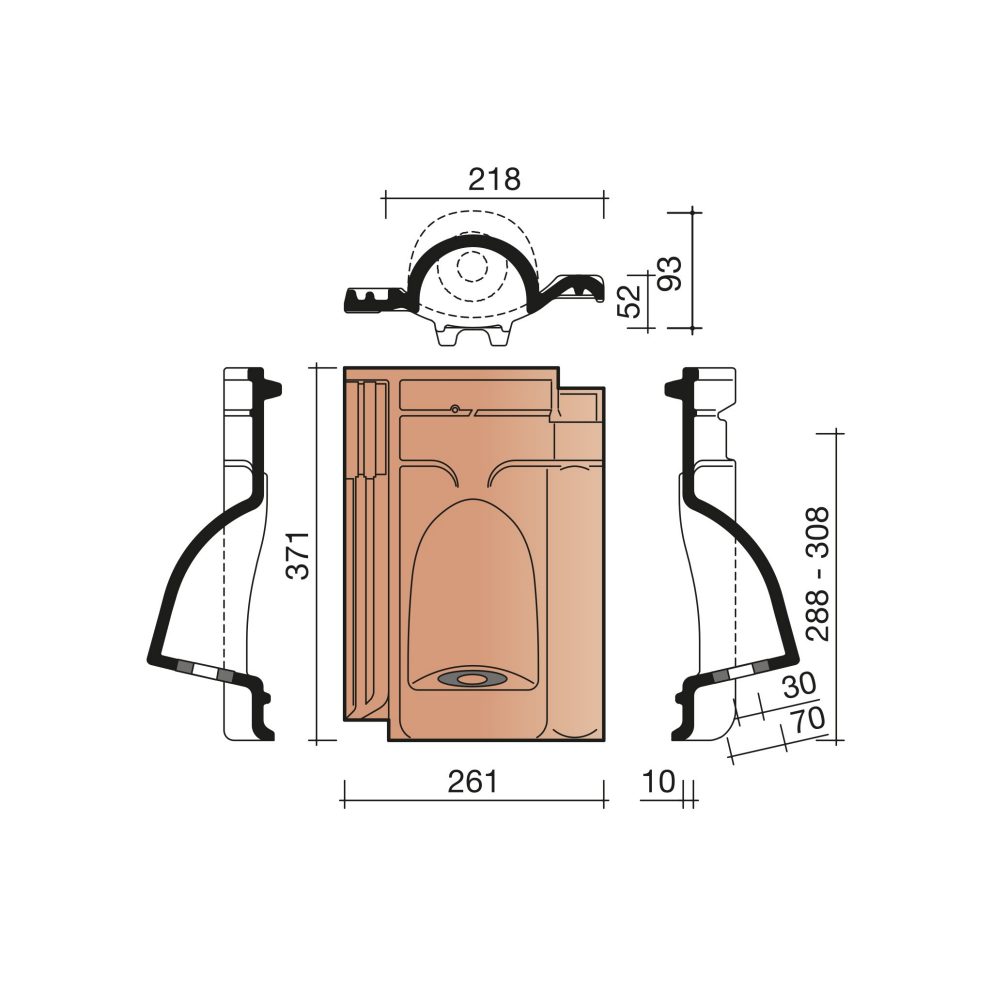 Technical drawing of the VHV kabeldoorvoerpan