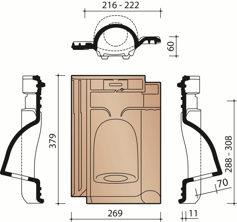 Technical drawing VHV Vario cable transit rooftile