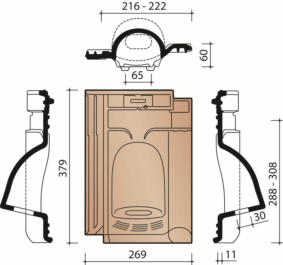 Technical drawing VHV Vario common swift rooftile