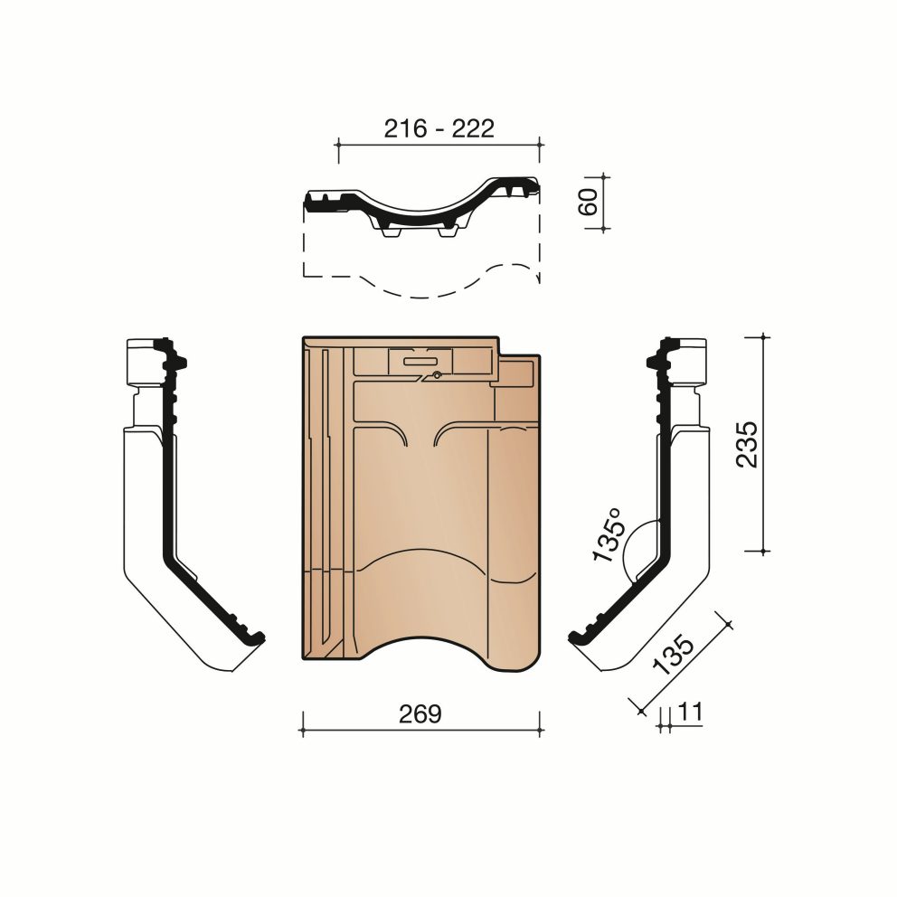 Technical drawing VHV Vario articulated rooftile