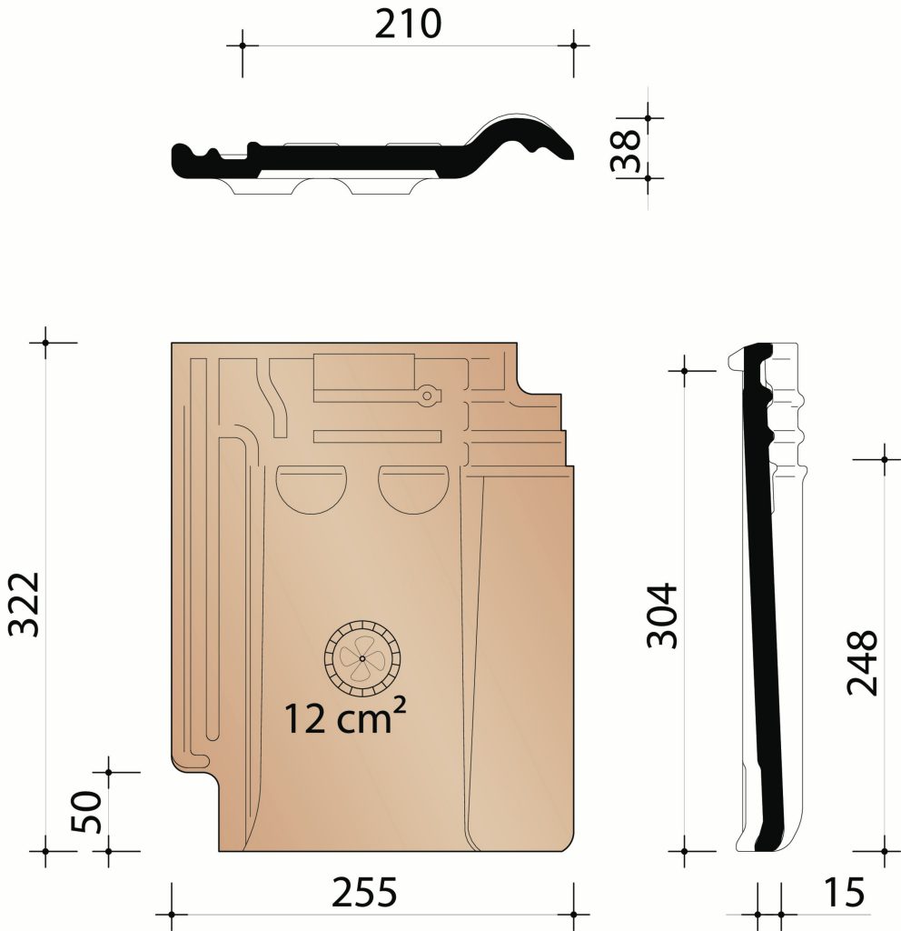 Stormpan 993 - Ventilatiepan - Haakdoorvoerpan - 12 cm²